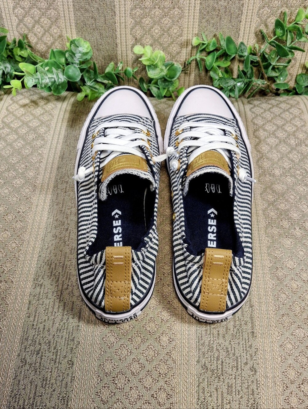 NWOT Converse Gold Shoreline Herringbone Slip On Sneakers - Picture 11 of 15
